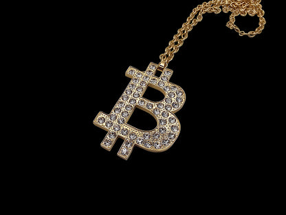 Bitcoin B Charm Gold with White CZ Stones
