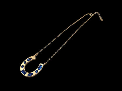 Horse Shoes Charm with Blue CZ Stones