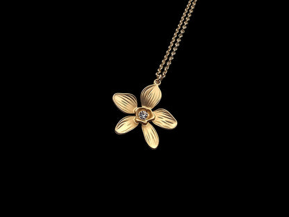 Orchid Gold Charm with White CZ Stone