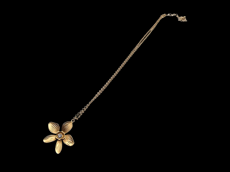 Orchid Gold Charm with White CZ Stone