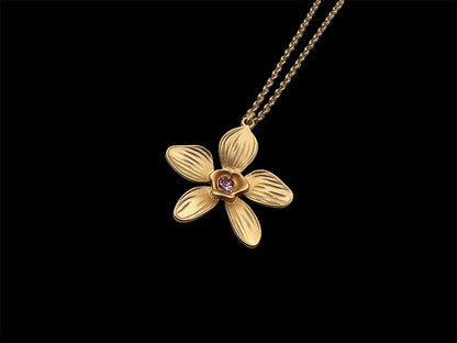 Orchid Gold Charm with Pink CZ Stone