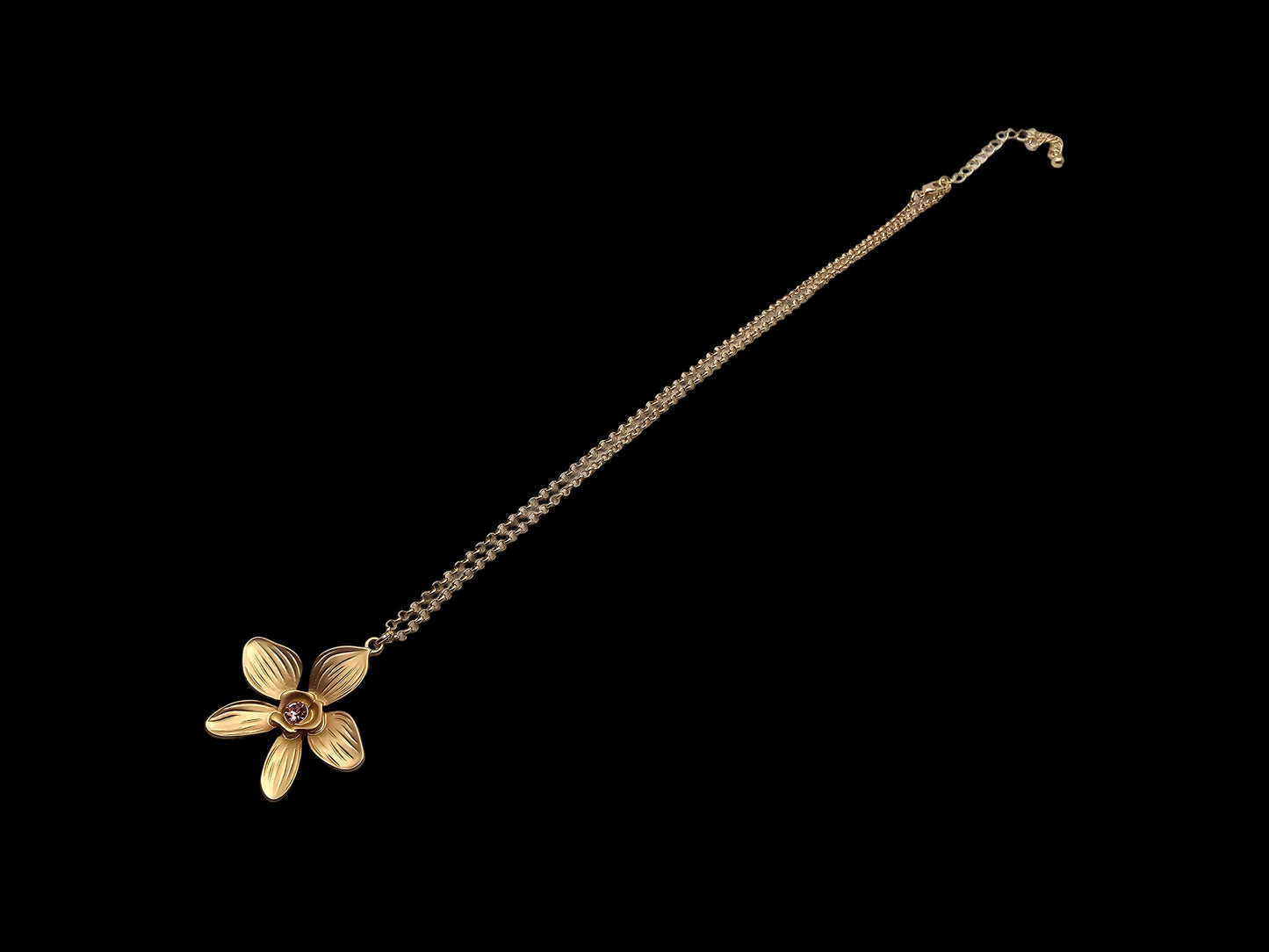 Orchid Gold Charm with Pink CZ Stone