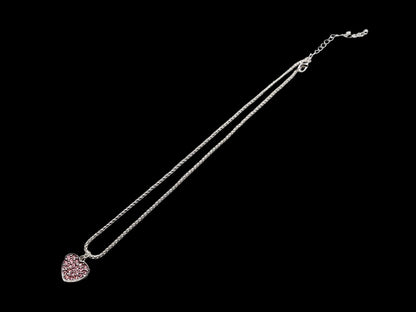 Mini Silver Heart Pendant with Pink CZ Stones
